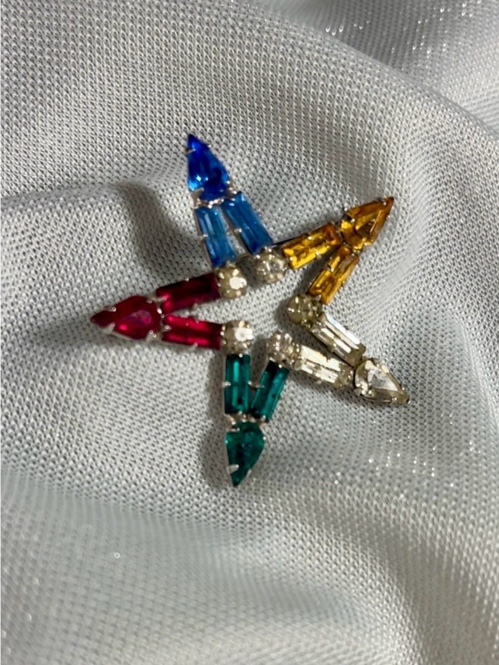 Vintage Signed B. David Order of the Eastern Star OES Rhinestone Brooch Pin